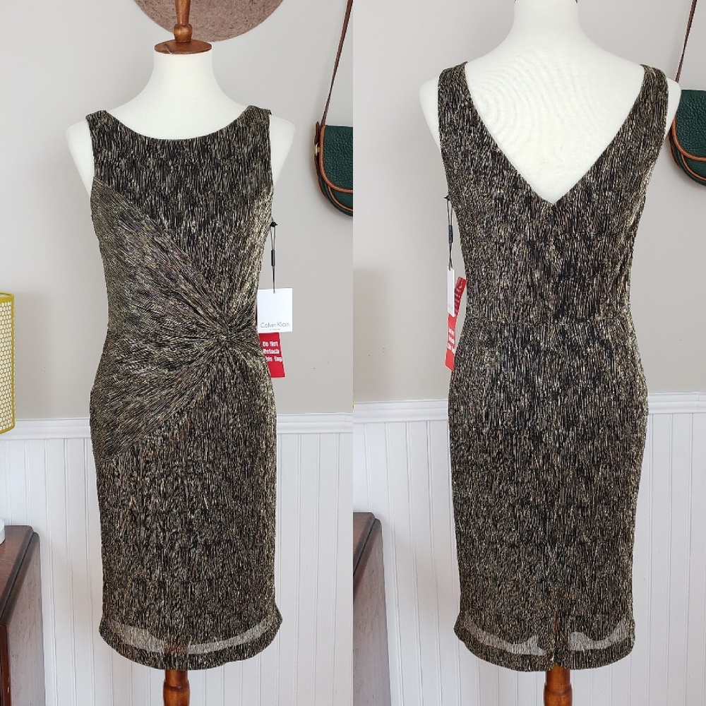 Calvin Klein Metallic Twist Sheath Dress NWT
